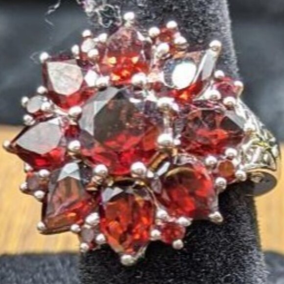 5 ct Chuck Clemency STS Ring Diamond Cut Garnet Sterling Silver 925 Gold Pl 14K - Picture 1 of 4